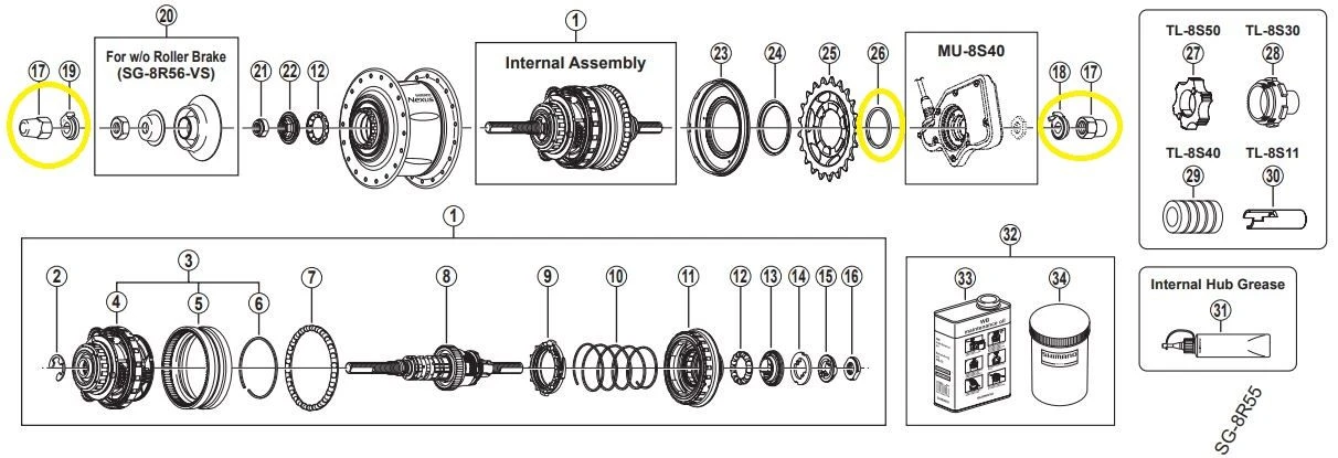 SHIMANO KLEINTEILE STEPS/SG-8R56/C56 ROAD AF 7R/7L M.HUTMUTTER 1 SHIMANO KLEINTEILE STEPS/SG-8R56/C56 ROAD AF 7R/7L M.HUTMUTTER